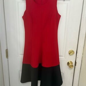 Calvin Klein Red and Black Midi Dress